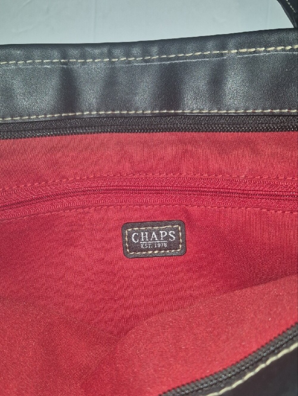 Chaps Red Woman's Tote with Black Handles, No Call Outs - Picture 5 of 7